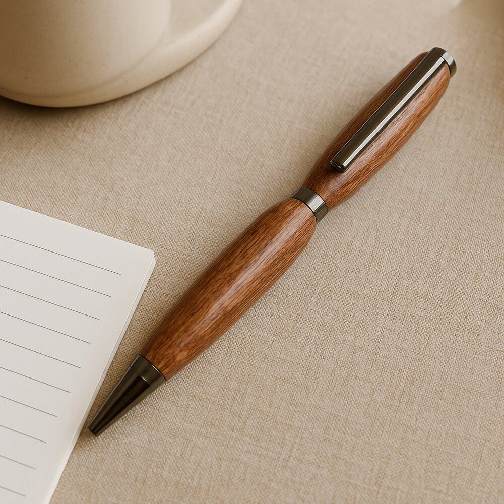 Caribbean Rosewood Ballpoint Pen Gunmetal Trim Handcrafted with Black Ink Refill